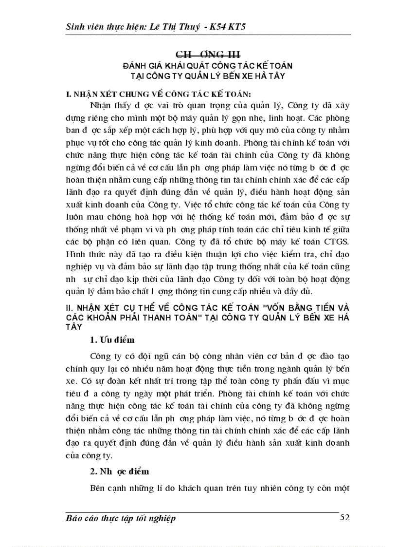 image for page Thực trạng công tác kế toán vốn bằng tiền và các khoản phảI thanh toán tai công ty quản lý bến xe Hà Tây 1