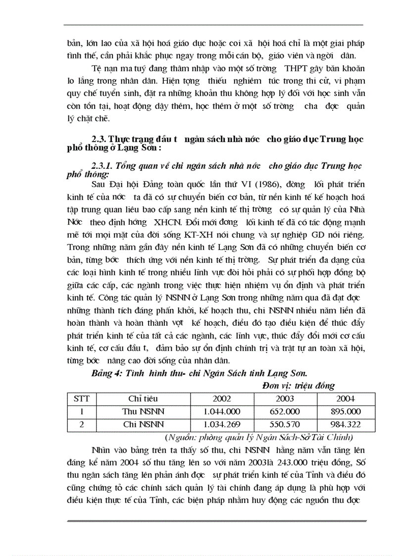 image for page Một số giải pháp nhằm tăng cường công tác quản lý chi ngân sách Nhà nước cho giáo dục trung học phổ thông ở tỉnh Lạng Sơn 1