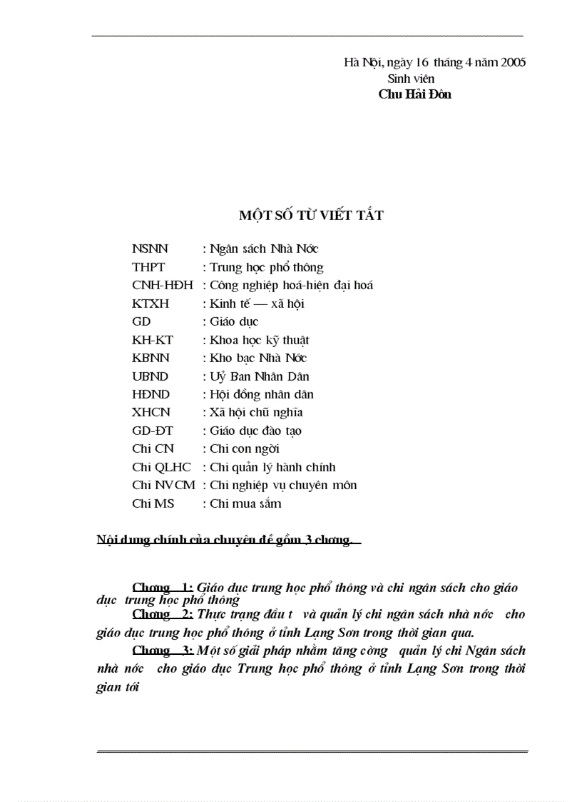 image for page Một số giải pháp nhằm tăng cường công tác quản lý chi ngân sách Nhà nước cho giáo dục trung học phổ thông ở tỉnh Lạng Sơn 1