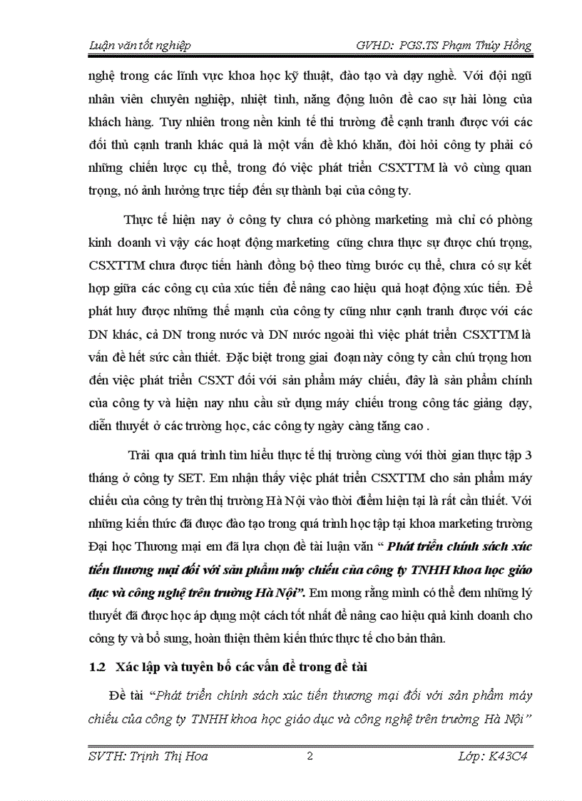 image for page Phát triển chính sách xúc tiến thương mại đối với sản phẩm máy chiếu của công ty TNHH khoa học giáo dục và công nghệ trên thị trường Hà Nội