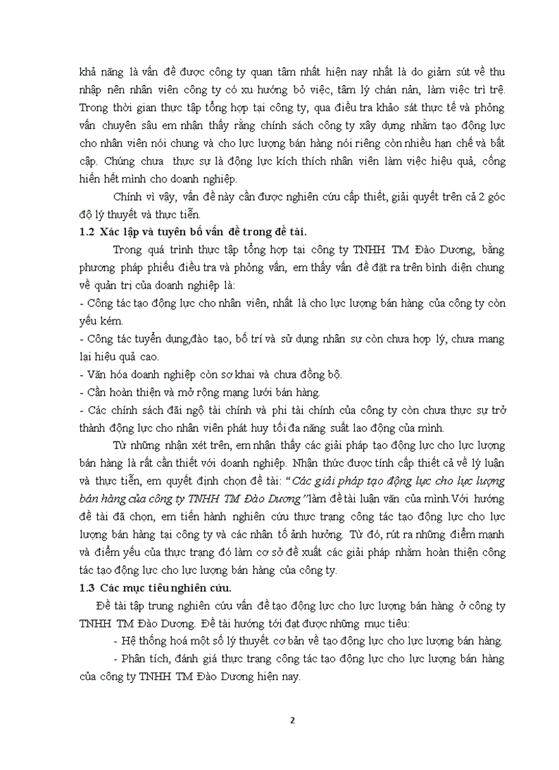 image for page Các giải pháp tạo động lực cho lực lượng bán hàng của công ty TNHH TM Đào Dương