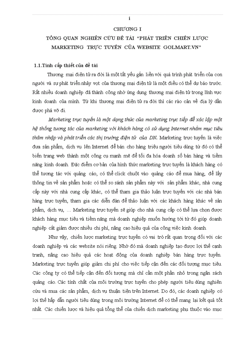 image for page Phát triển chiến lược marketing trực tuyến của website Golmart vn