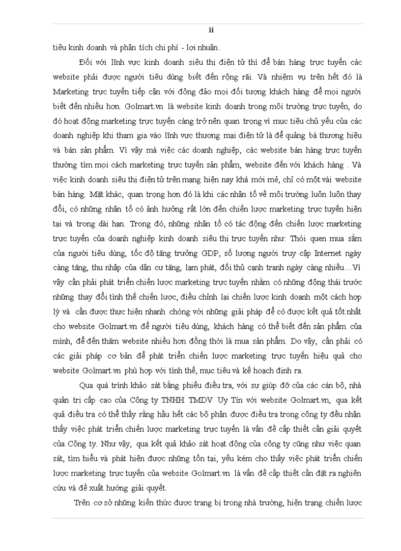 image for page Phát triển chiến lược marketing trực tuyến của website Golmart vn