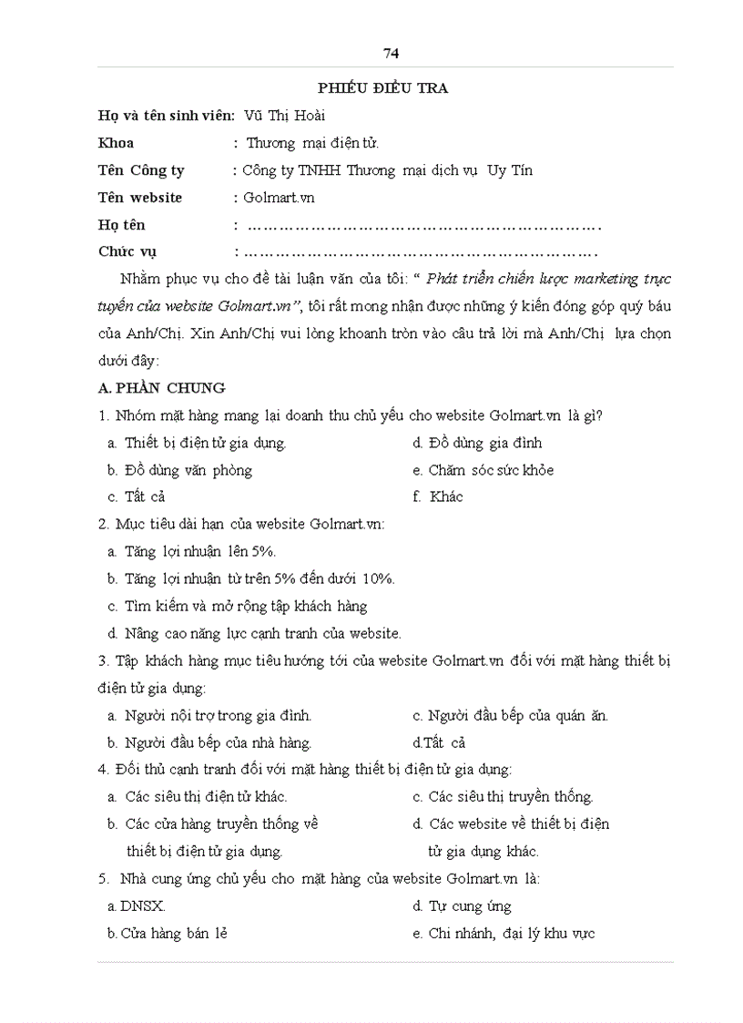 image for page Phát triển chiến lược marketing trực tuyến của website Golmart vn