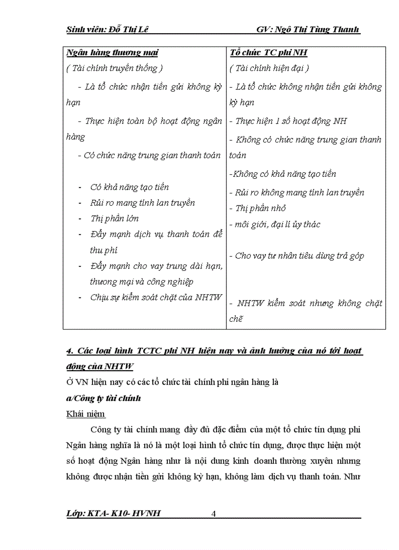 Hệ thống tổ chức tài chính phi ngân hàng và ảnh hưởng của các tổ chức phi ngân hàng đến hoạt động của NHTW 1