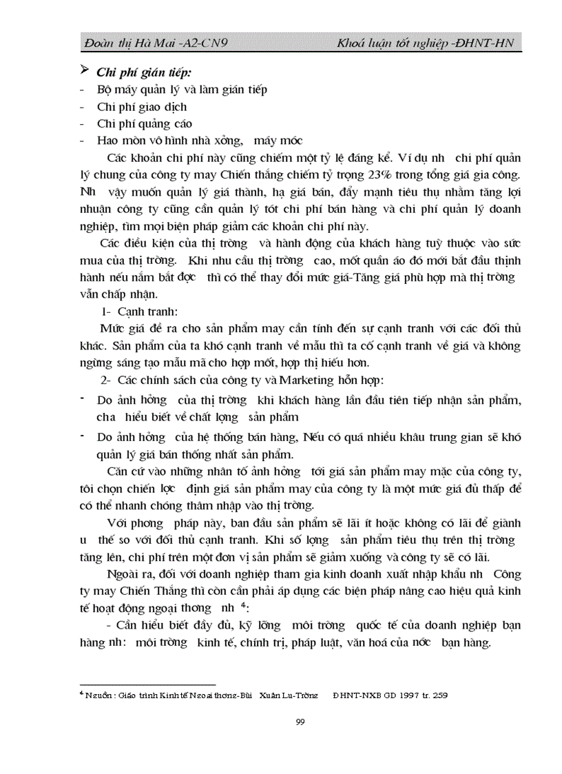 image for page Hiện trạng và một số biện pháp nâng cao hiệu quả kinh doanh của công ty may Chiến Thắng