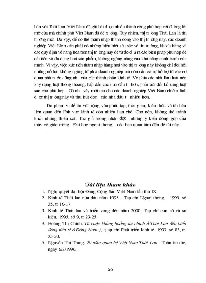 image for page Thực trạng quan hệ Kinh tế Thương mại Việt Nam Thái Lan