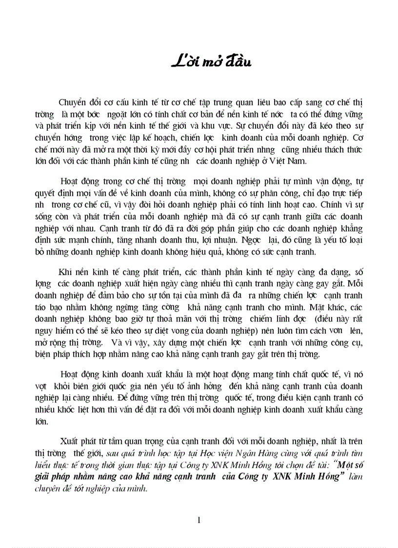 image for page Một số giải pháp nhằm nâng cao khả năng cạnh tranh của Công ty XNK Minh Hồng 1
