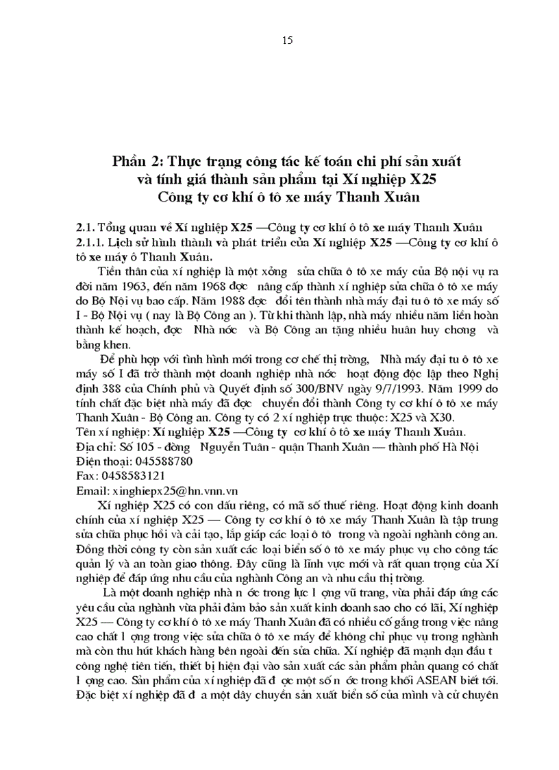 image for page Hoàn thiện kế toán chi phí sản xuất và tính giá thành sản phẩm tạ Xí nghiệp X25 Công ty cơ khí ôtô xe máy Thanh Xuân
