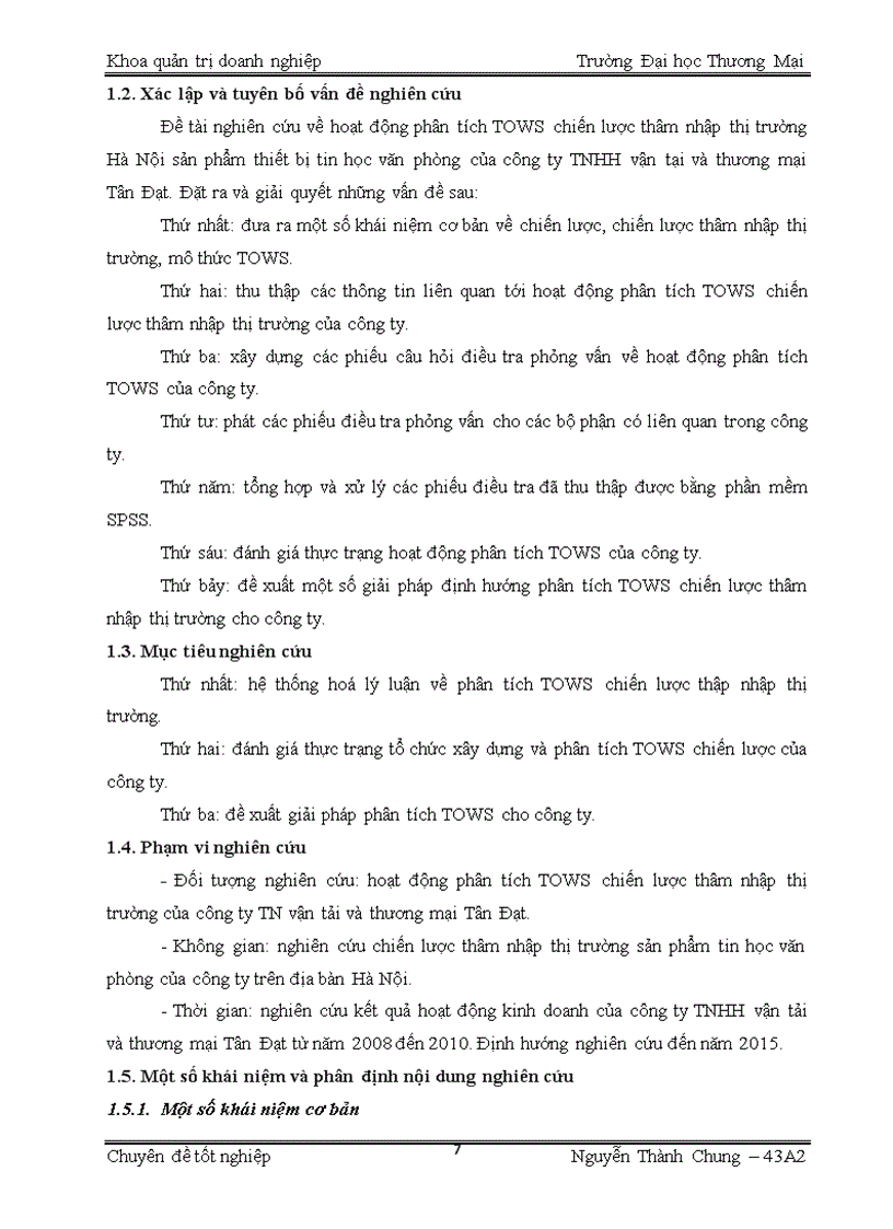 image for page Phân tích TOWS chiến lược thâm nhập thị trường Hà Nội sản phẩm thiết bị tin học văn phòng của công ty TNHH vận tải và thương mại Tân Đạt