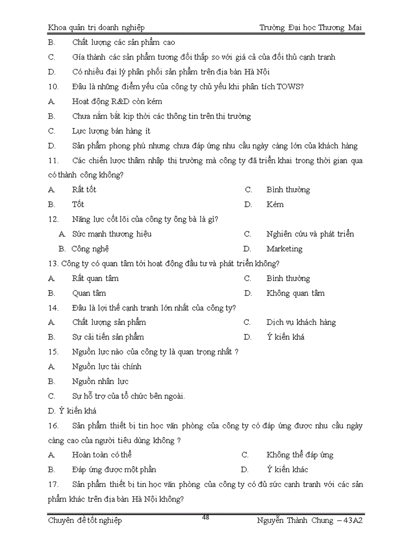 image for page Phân tích TOWS chiến lược thâm nhập thị trường Hà Nội sản phẩm thiết bị tin học văn phòng của công ty TNHH vận tải và thương mại Tân Đạt