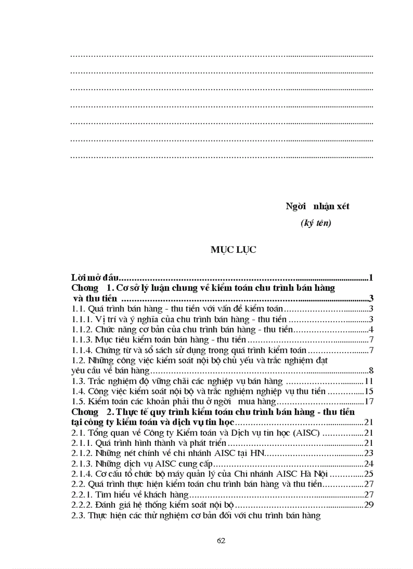 image for page Kiểm toán chu trình bán hàng và thu tiền trong quy trình kiểm toán Báo cáo tài chính do Công ty Kiểm toán và dịch vụ Tin học thực hiện 1