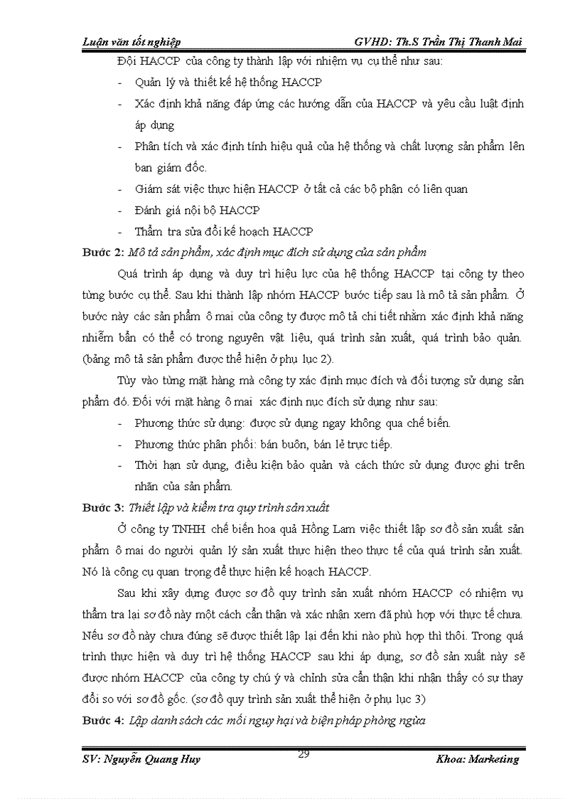 image for page Tăng cường hiệu lực hệ thống quản lý chất lượng theo HACCP tại công ty TNHH chế biến hoa quả Hồng Lam 1