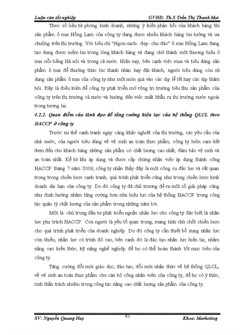 image for page Tăng cường hiệu lực hệ thống quản lý chất lượng theo HACCP tại công ty TNHH chế biến hoa quả Hồng Lam 1