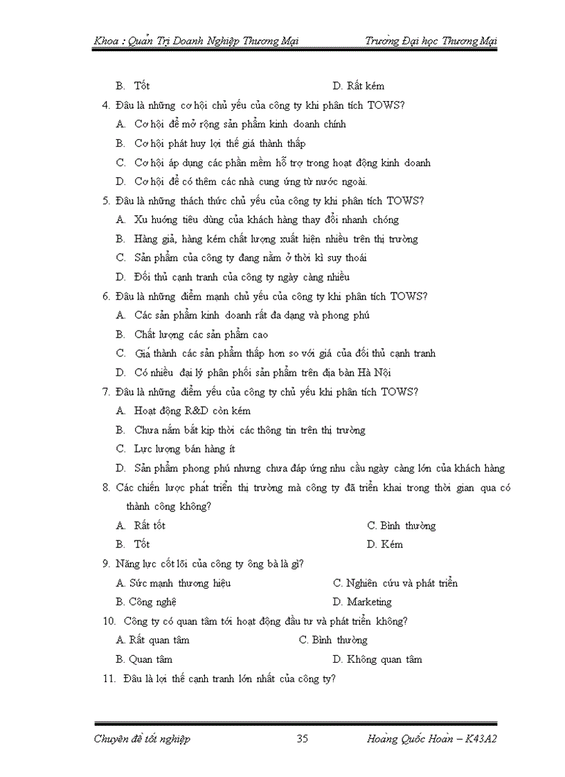 image for page Phân tích TOWS chiến lược phát triển thị trường của công ty TNHH nhà nước một thành viên thực phẩm Hà Nội