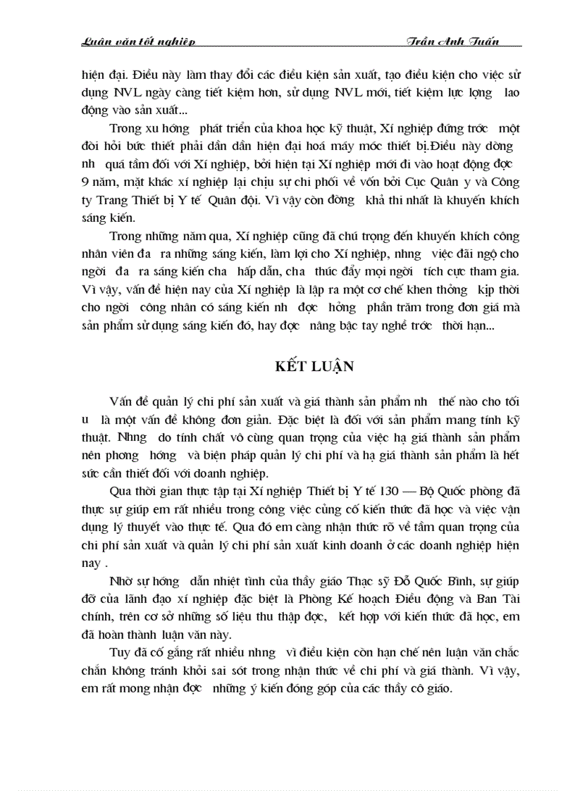 image for page Phương hướng và biện pháp quản lý chi phí và giá thành sản phẩm ở Xí nghiệ Thiết bị Y tế 130 Bộ Quốc phòng