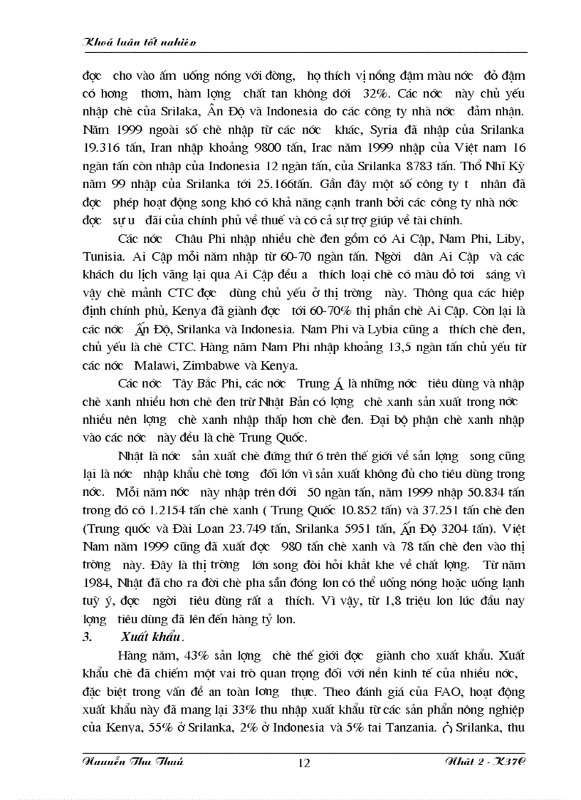 image for page Vài nét về thị trường chè và tình hình sản xuất chế biến xuất khẩu mặt hàng này ở Việt Nam những năm gần đây