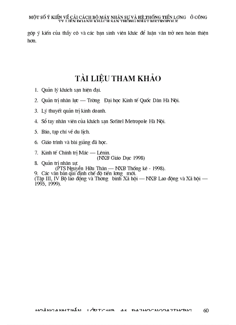 image for page Một số vấn đề về cải cách hệ thống quản lý nhân sự và hệ thống tiền lương trong các nhà hàng và khách sạn
