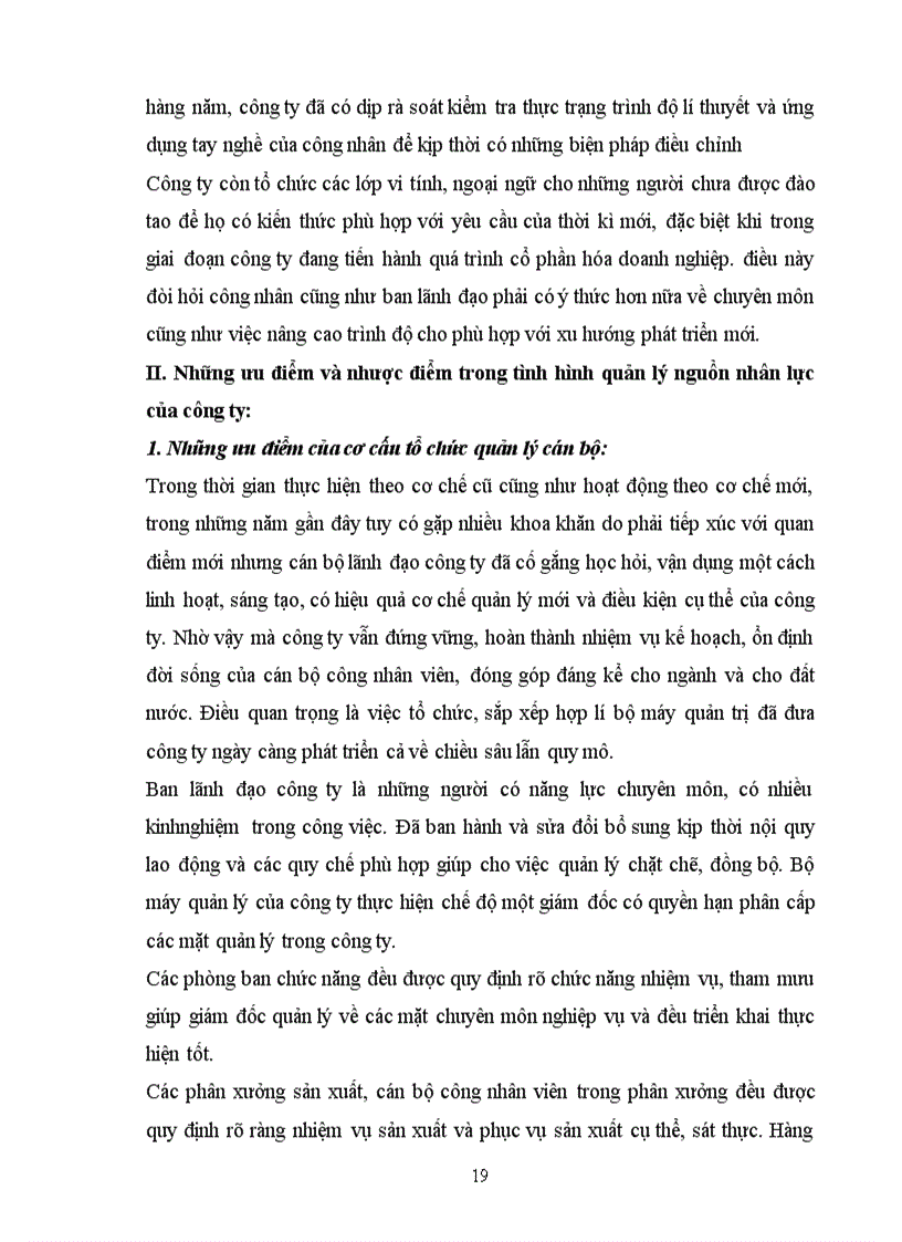 image for page Ưu điểm và nhược điểm trong tình hình quản lý nguồn nhân lực của công ty in công đoàn