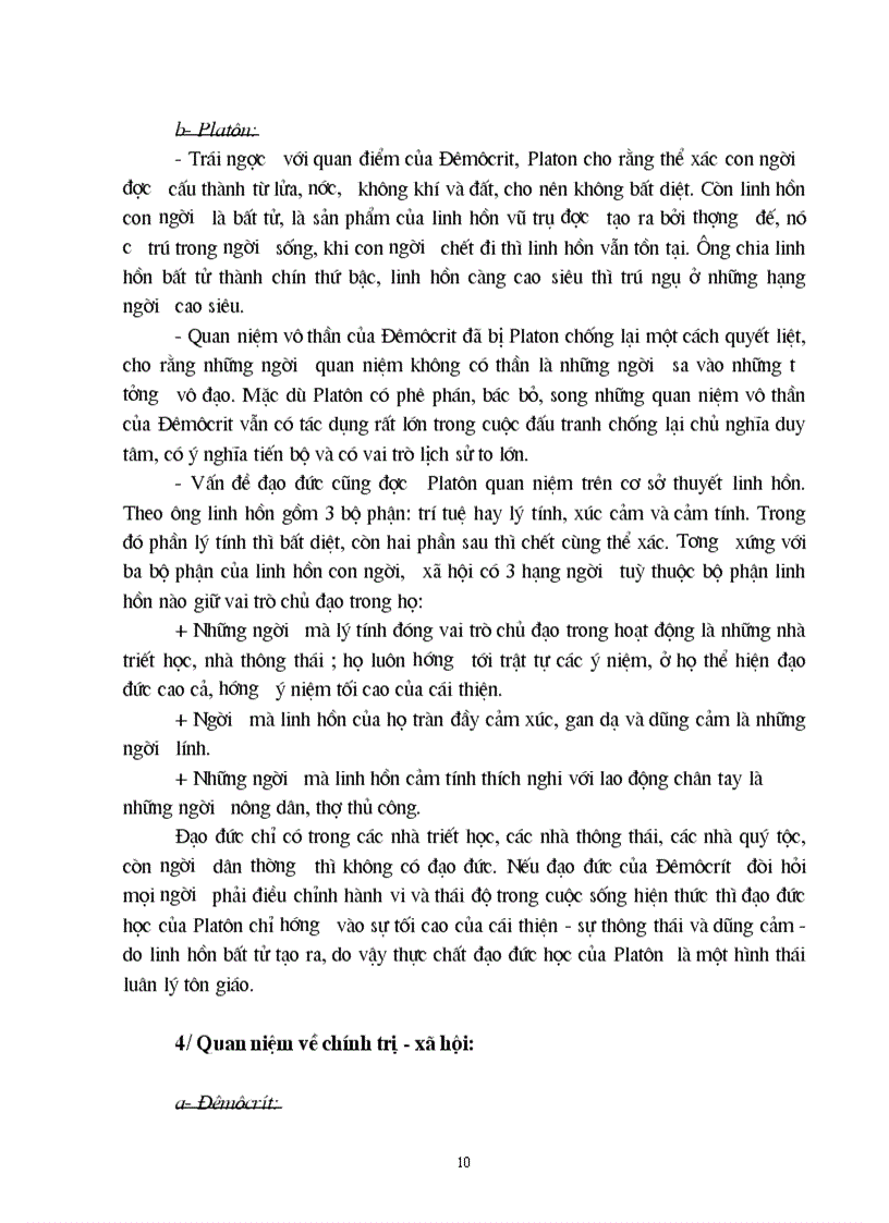 image for page Trình bày so sánh giữa học thuyết triết học Đêmôcrít và học thuyết triết học Platon