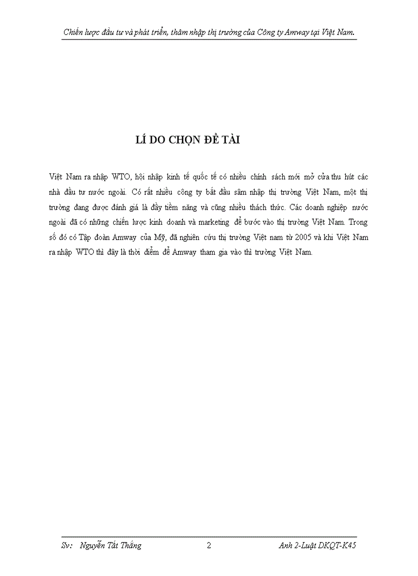 image for page Chiến lược đầu tư và phát triển thâm nhập thị trường của Công ty Amway tại Việt Nam