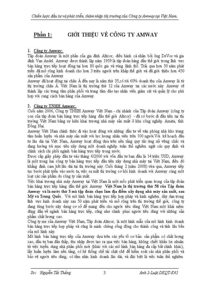 image for page Chiến lược đầu tư và phát triển thâm nhập thị trường của Công ty Amway tại Việt Nam