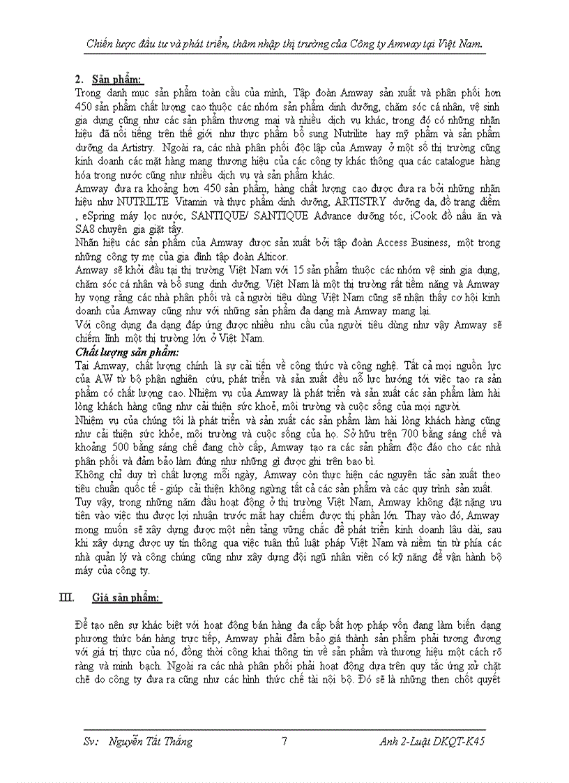image for page Chiến lược đầu tư và phát triển thâm nhập thị trường của Công ty Amway tại Việt Nam