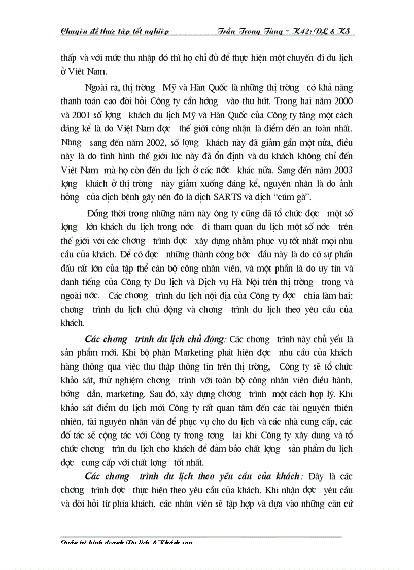 image for page Đặc điểm nguồn khách và các giải pháp thu hút khách của Công ty Du Lịch và Dịch vụ Hà Nội HANOI TOSERCO 1