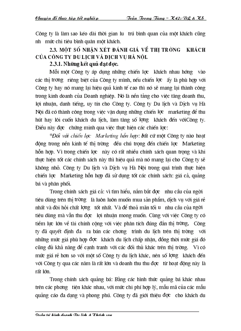 image for page Đặc điểm nguồn khách và các giải pháp thu hút khách của Công ty Du Lịch và Dịch vụ Hà Nội HANOI TOSERCO 1