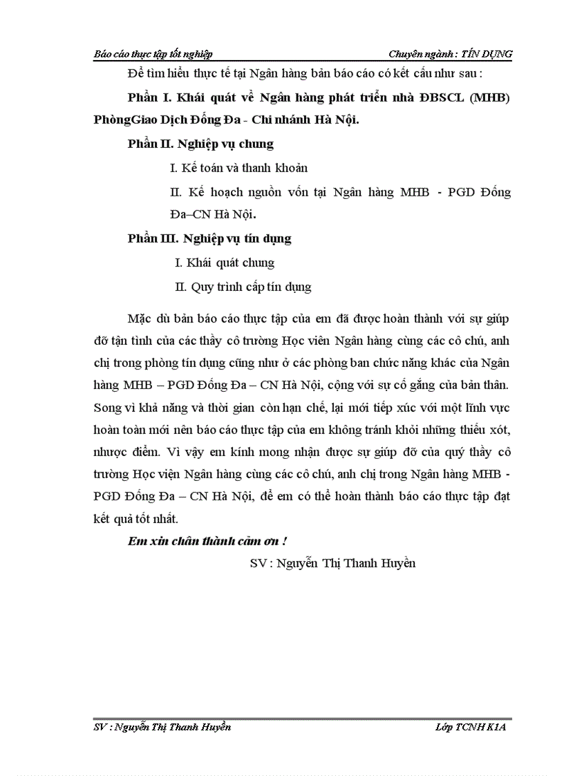 Báo cáo thực tập tại Ngân hàng MHB PGD Đống Đa CN Hà Nội
