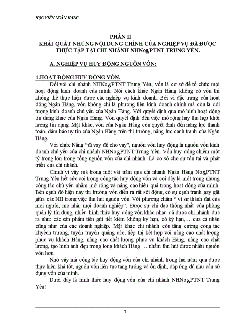 image for page Báo cáo thực tập tại NHNo PTNT Trung Yên 1