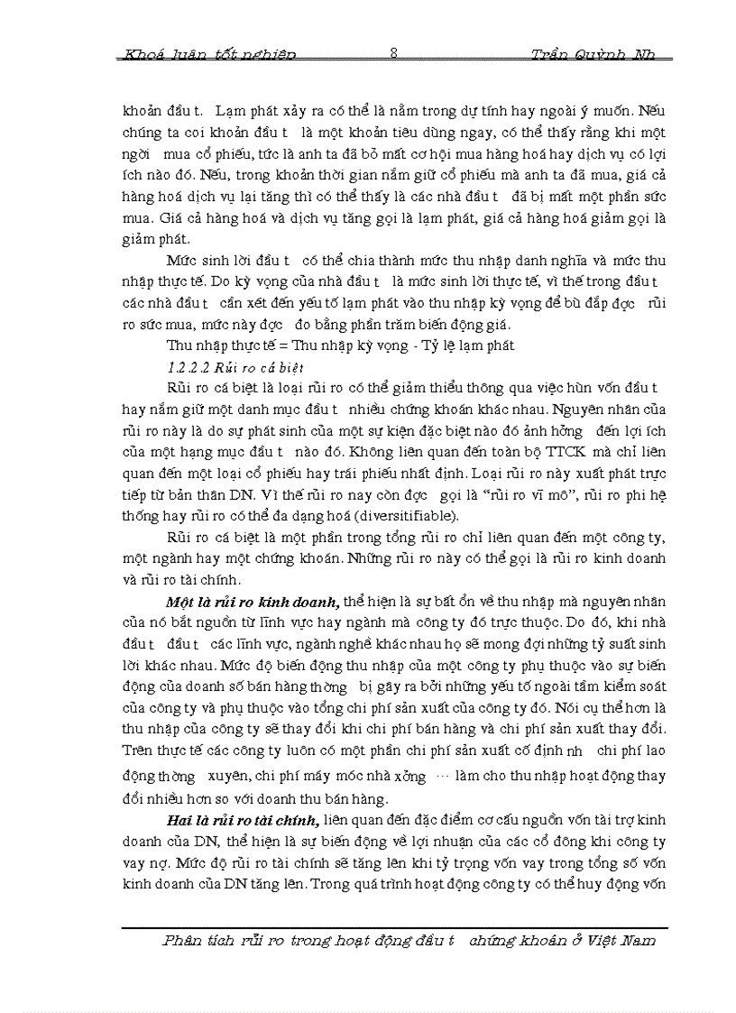 image for page Phân tích rủi ro trong hoạt động đầu tư chứng khoán tại thị trường Việt Nam