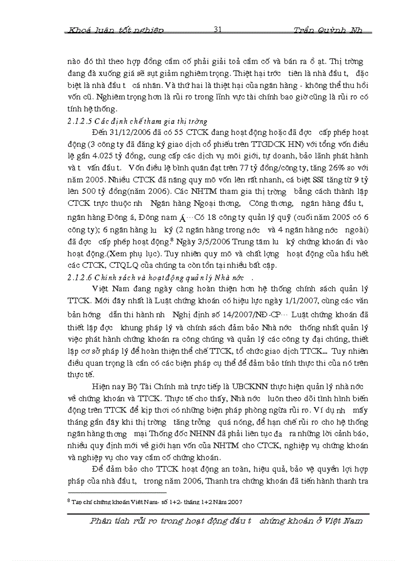 image for page Phân tích rủi ro trong hoạt động đầu tư chứng khoán tại thị trường Việt Nam