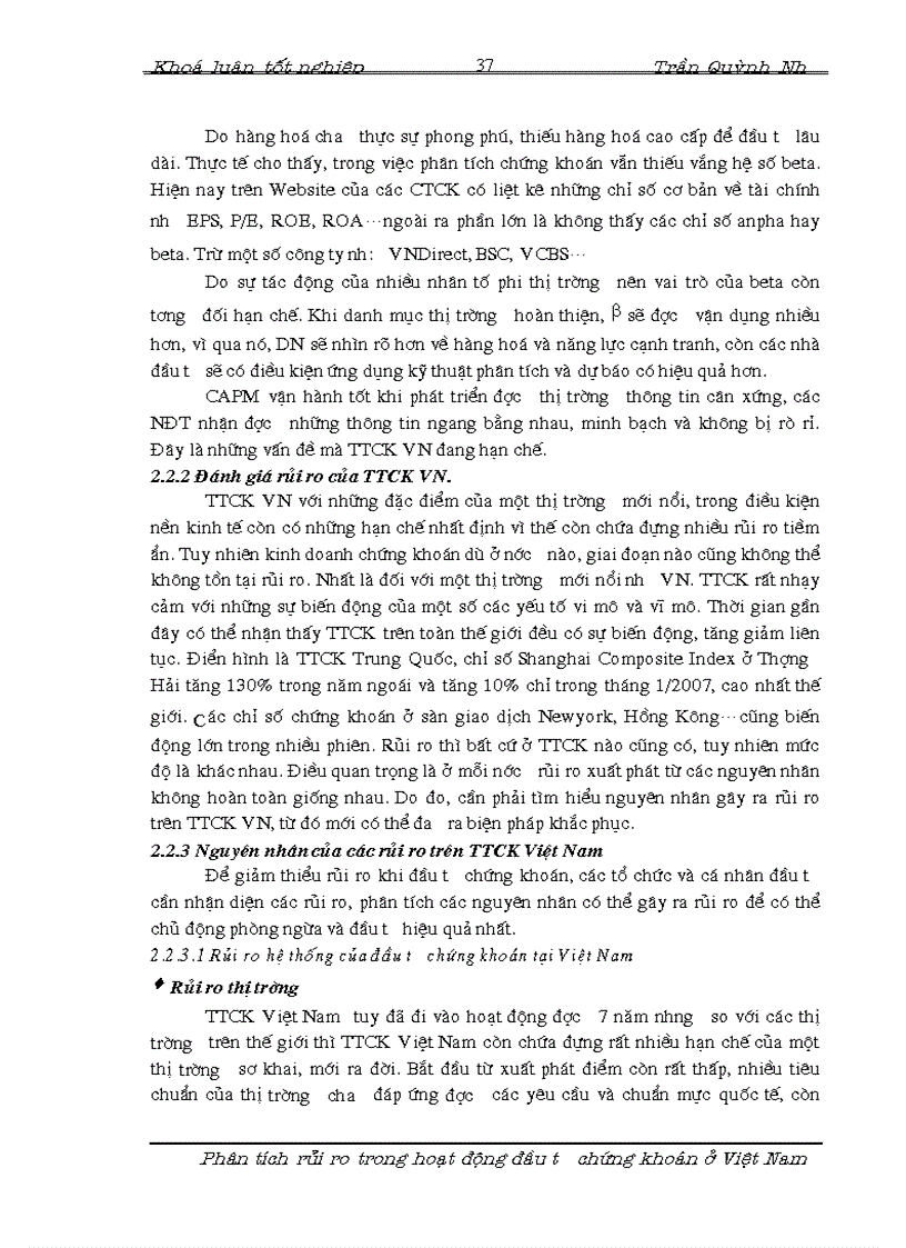 image for page Phân tích rủi ro trong hoạt động đầu tư chứng khoán tại thị trường Việt Nam