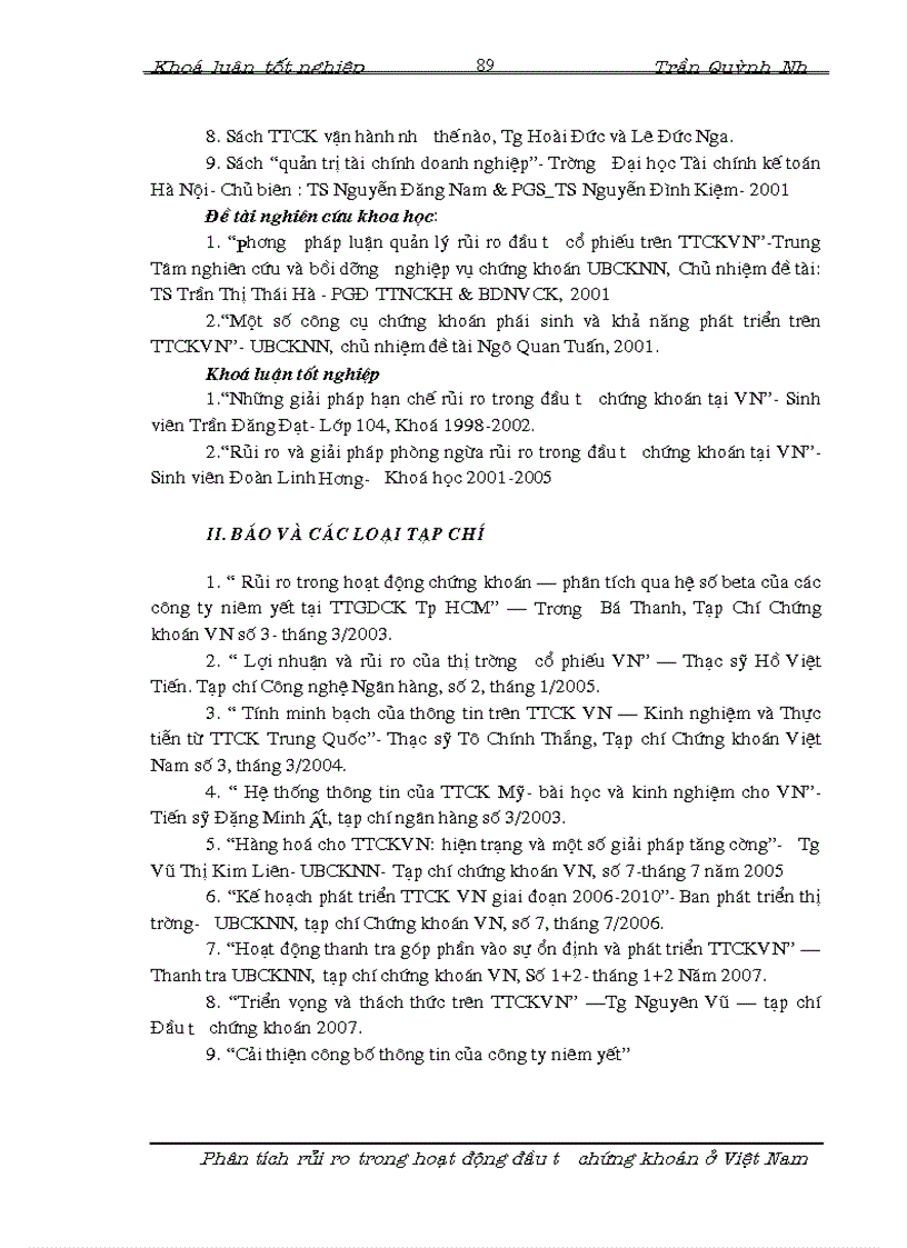 image for page Phân tích rủi ro trong hoạt động đầu tư chứng khoán tại thị trường Việt Nam