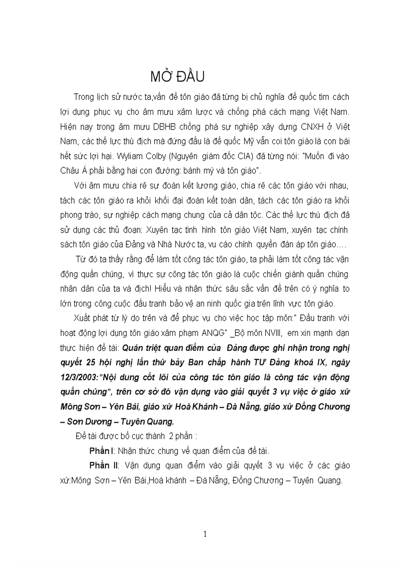 image for page Vận dụng quan điểm vào giải quyết 3 vụ việc ở các giáo xứ Mông Sơn Yên Bái Hoà khánh Đà Nẵng Đồng Chương Tuyên Quang