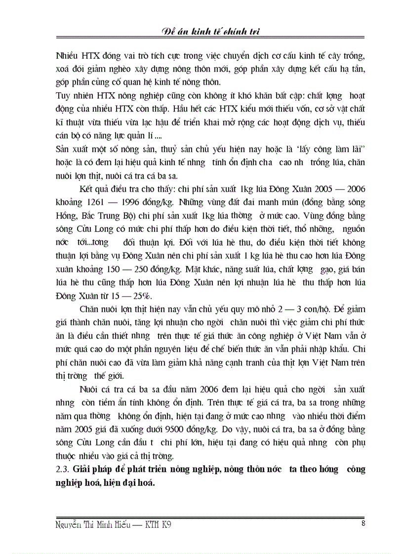 image for page Thực trạng của nông nghiệp nông thôn nước ta hiện nay theo hướng công nghiệp hoá hiện đại hoá