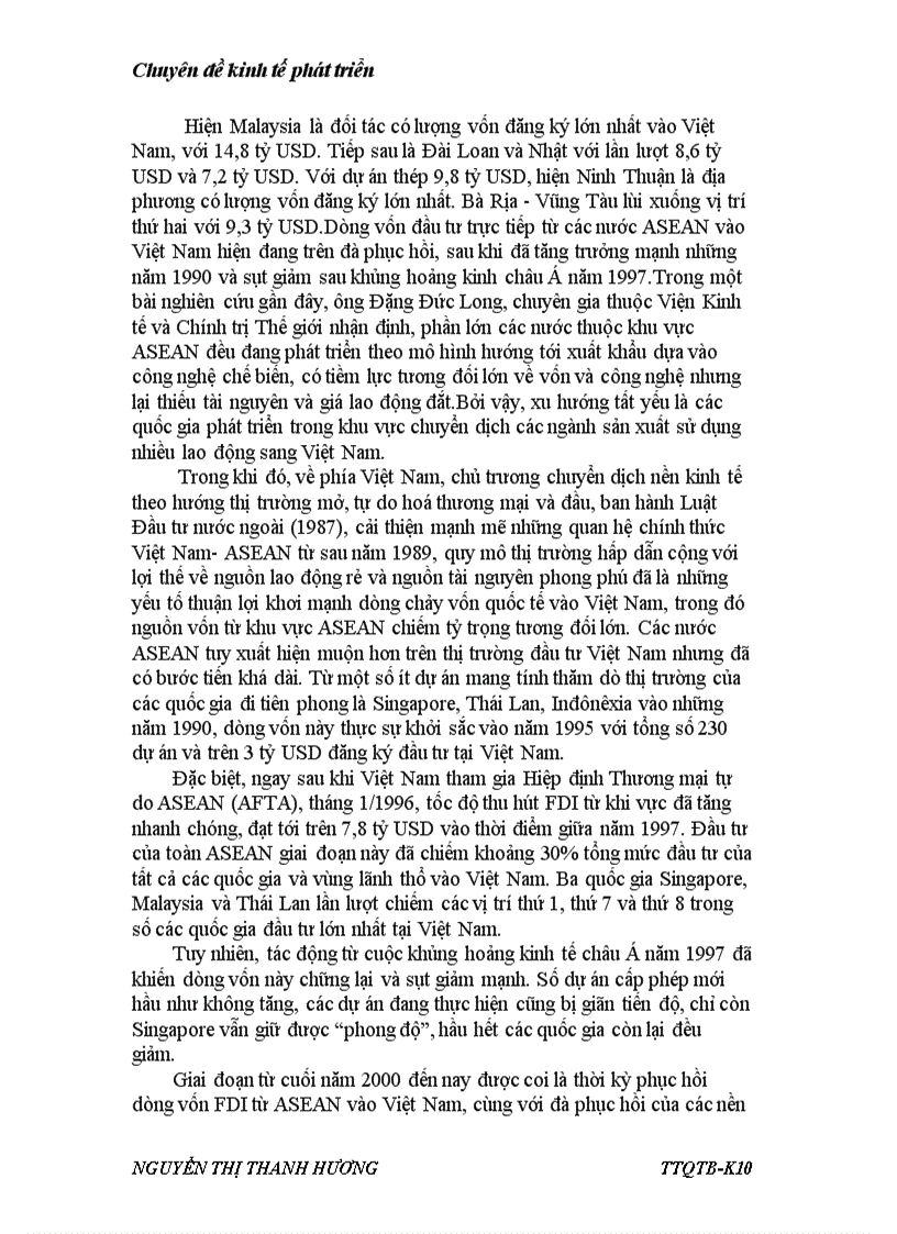 image for page Vốn FDI và các ảnh hưởng của nó tới sự phát triển kinh tế ở Việt Nam 1