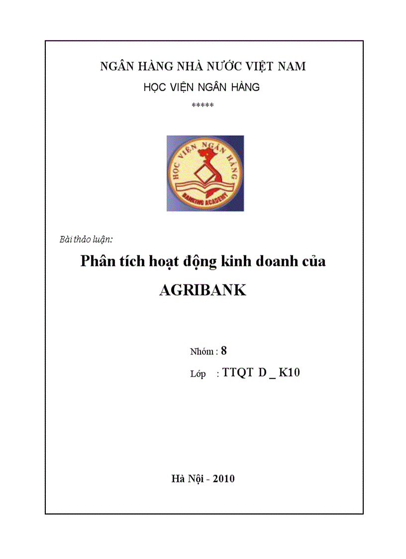 Phân tích hoạt động kinh doanh của AGRIBANK