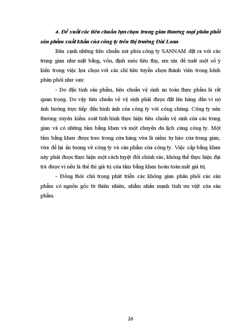 image for page Hoàn thiện kênh phân phối xuất khẩu sang thị trường Đài Loan của Công ty Cổ phần thực phẩm Sannamfood