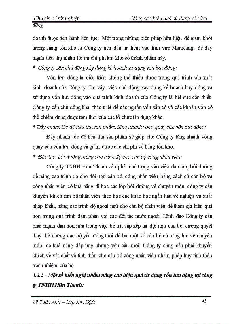 image for page Nâng cao hiệu quả sử dụng vốn lưu động ở Công ty TNHH Hữu Thanh