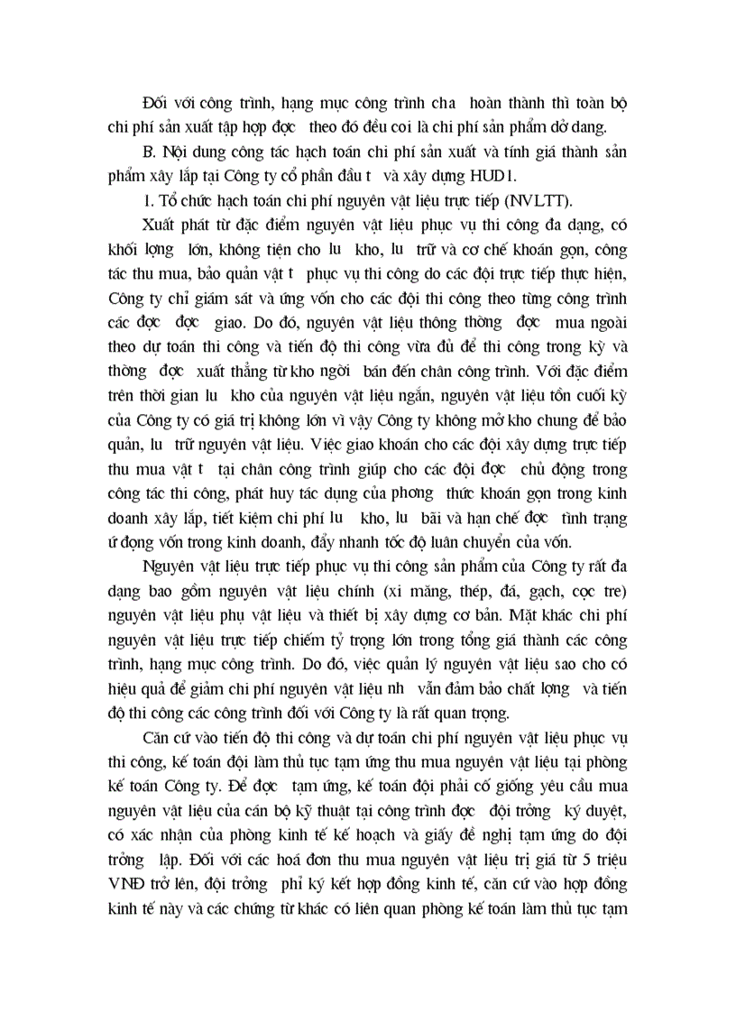 image for page Tình hình thực tế kế toán tập hợp chi phí sản xuất và tính giá thành sản phẩm xây lắp tại Công ty cổ phần đầu tư và xây dựng HUD