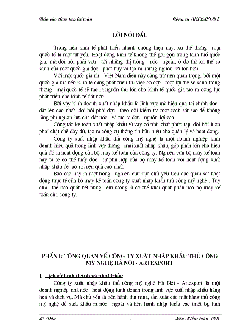 Quy trình tổ chức công tác kế toán cụ thể trên một số phần hành chủ yếu tại công ty xuất nhập khẩu thủ công mỹ nghệ