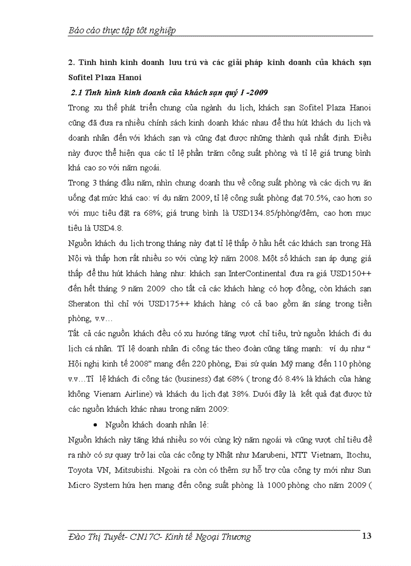 image for page Thực trạng kinh doanh lưu trú của khách sạn Sofitel Plaza Hanoi