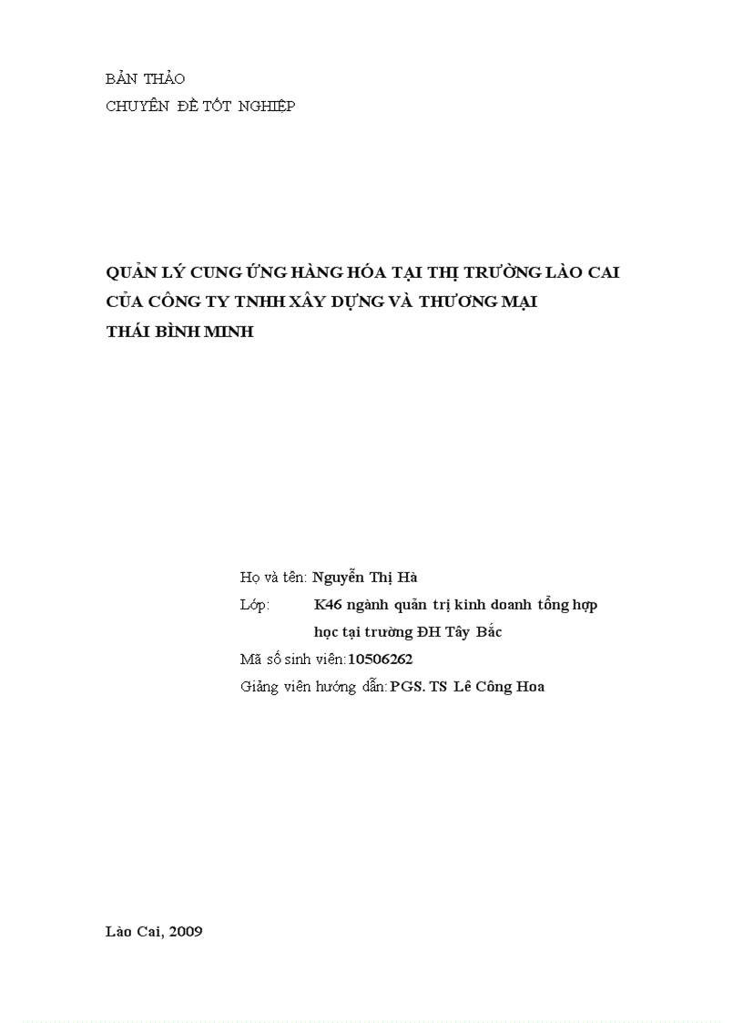 image for page Quản lý cung ứng hàng hóa tại thị trường lào cai của công ty tnhh xây dựng và thương mại thái bình minh 1