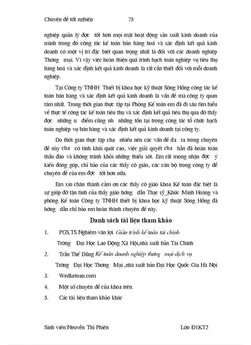 image for page Hoàn thiện kế toán bán hàng và xác định kết quả kinh doanh tại công ty TNHH Thiết bị khoa học kỹ thuật Sông Hồng 1