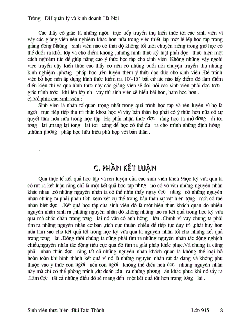 image for page Vân dụng lý luận để phân tích thực trạng vấn đề học tập và rèn luyện của sinh viên khoá 9Trường ĐH Quản ký kinh doanh Hà Nội