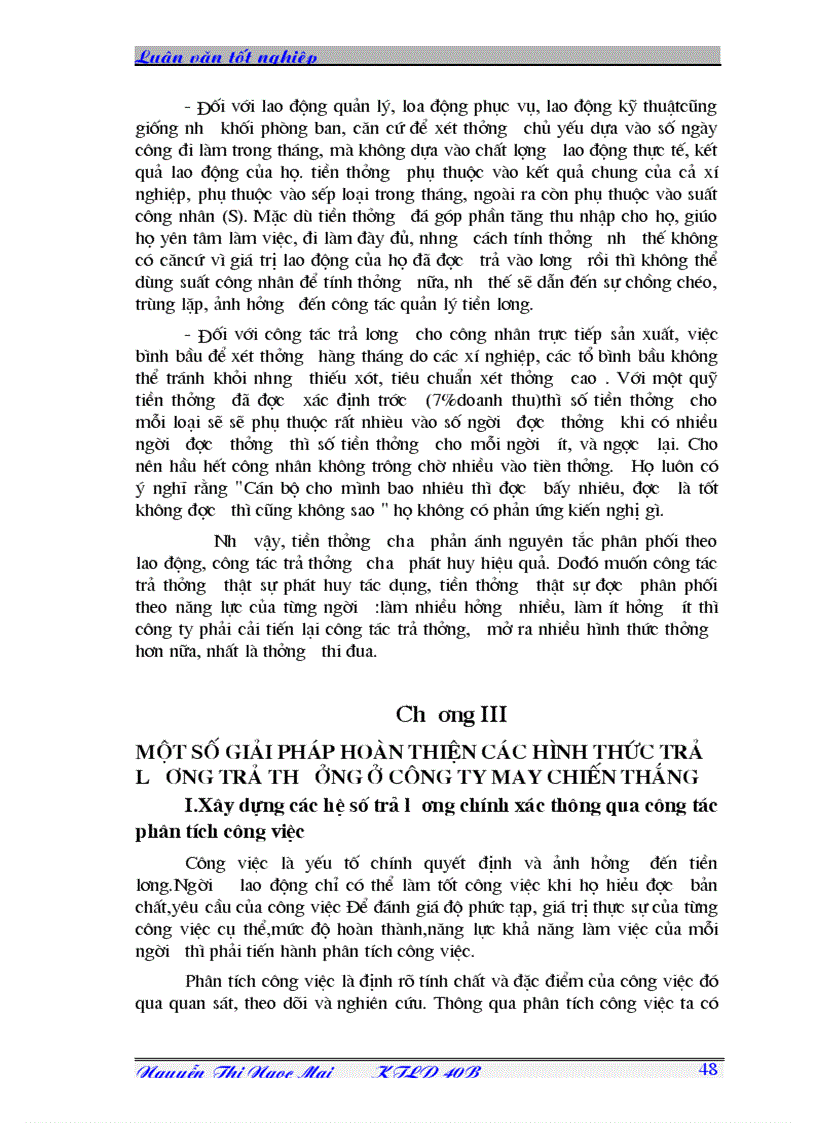 image for page Một số giải pháp hoàn thiện các hình thức trả lương trả thưởng ở Công ty May Chiến Thắng