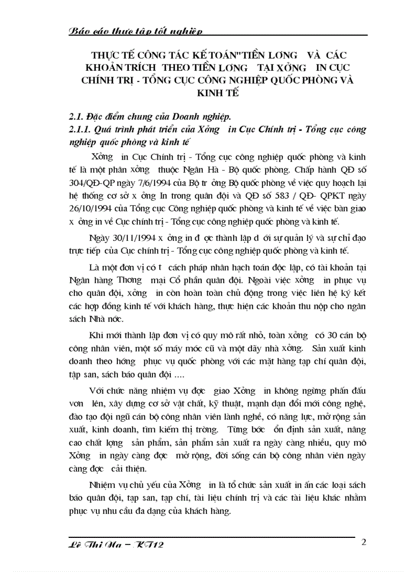 image for page Kế toán tiền lương và các khoản trích theo tiền lương tại Xưởng in Cục Chính trị Tổng cục công nghiệp quốc phòng và kinh tế 1