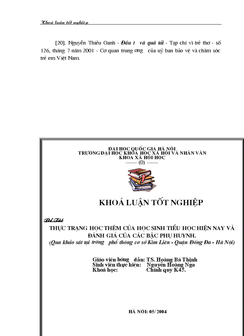 image for page Thực trạng học thêm của học sinh tiểu học hiện nay và đánh giá của các bậc phụ huynh